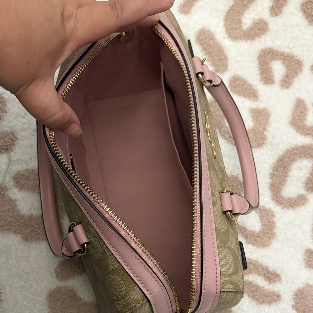 Coach Pink and Tan Rowan Satchel Bag - Picture 7 of 9